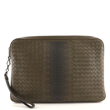 Bottega Veneta Zip Pouch Intrecciato Leather with Stud Detail Large