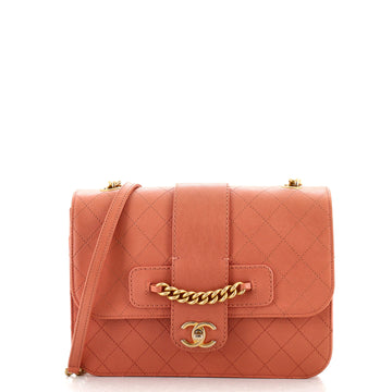 Chanel Front Chain Flap Bag Quilted Sheepskin Medium
