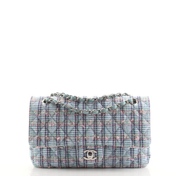 Chanel Classic Double Flap Bag Quilted Multicolor Tweed Medium