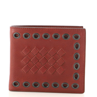 Bottega Veneta Bifold Wallet Leather with Intrecciato and Eyelet Detail Compact