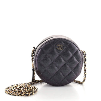 Chanel Round Clutch with Chain Quilted Iridescent Caviar Mini