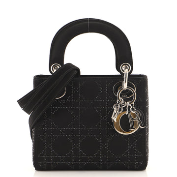 Christian Dior Lady Dior Bag Crystal Studded Cannage Quilt Satin Mini