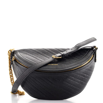 Balenciaga Souvenir Belt Bag Logo Embossed Leather XS