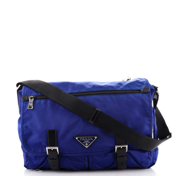 Prada Zip Buckle Messenger Bag Tessuto Large