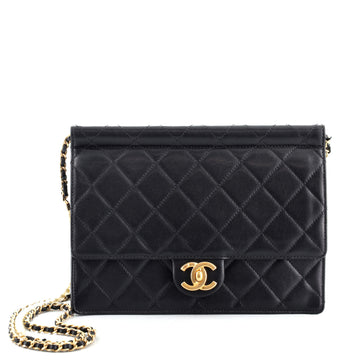 Chanel Pearl Chain Flap Bag Quilted Lambskin Medium
