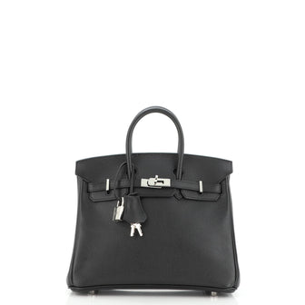 Hermes Birkin Handbag Black Epsom with Palladium Hardware 25