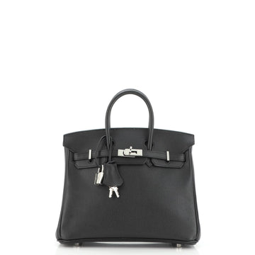 Hermes Birkin Handbag Black Epsom with Palladium Hardware 25