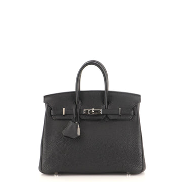 Hermes Birkin Handbag Black Togo with Palladium Hardware 25