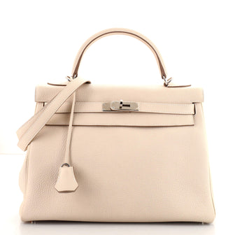 Hermes Kelly Handbag Light Togo with Palladium Hardware 32