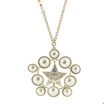 Chanel Pearl Around Star CC Necklace Metal with Faux Pearls and Crystals