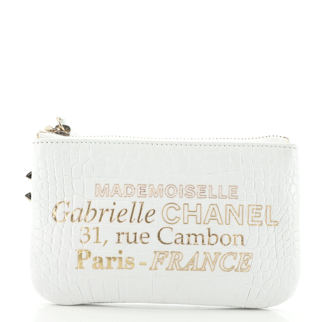 Chanel White Crocodile Embossed Leather Mademoiselle Gabrielle