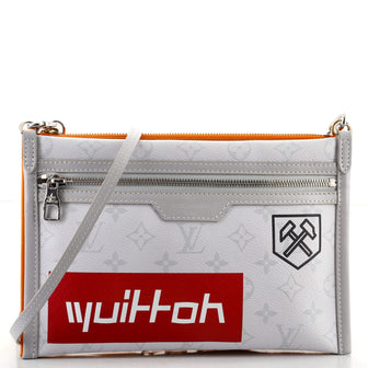 Louis Vuitton Double Flat Messenger Bag Limited Edition Logo Story Monogram Canvas and Denim