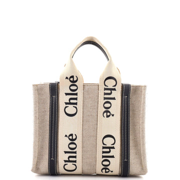 Chloe Woody Tote Canvas with Leather Small
