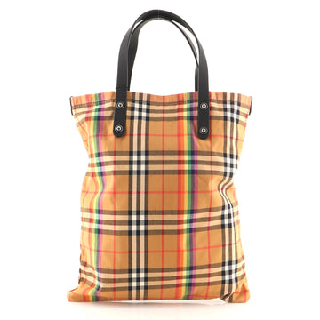 Burberry Shopper Tote Rainbow Vintage Check Canvas Large