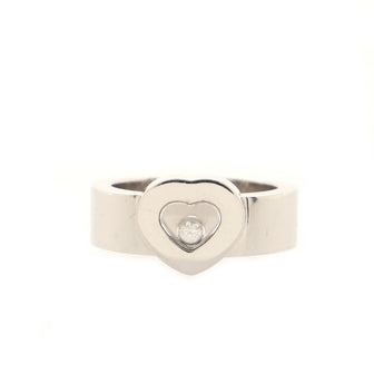 Chopard Happy Diamonds 1 Diamond Heart Ring 18K White Gold with 1 Floating Diamond