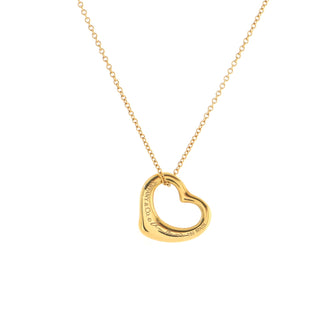 Tiffany & Co. Elsa Peretti Open Heart Pendant Necklace 18K Yellow Gold with Yellow Diamonds 16mm