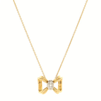 Tiffany & Co. Ribbon Necklace 18K Yellow Gold and Platinum with Diamonds