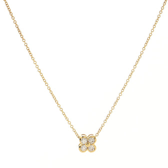 Tiffany & Co. Flower Pendant Necklace 18K Yellow Gold with Diamonds
