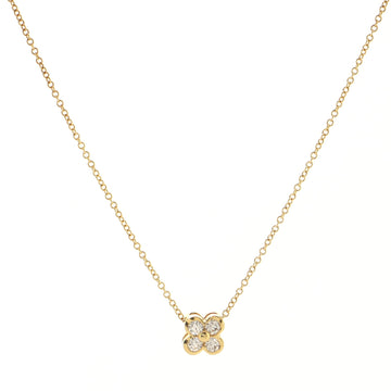 Tiffany & Co. Flower Pendant Necklace 18K Yellow Gold with Diamonds