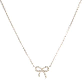 Tiffany & Co. Bow Pendant Necklace 18K White Gold and Diamonds Mini