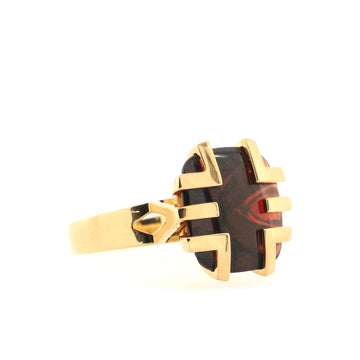 Cartier Le Baiser Du Dragon Statement Ring 18K Yellow Gold and Garnet