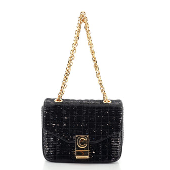 Celine C Bag Quilted Sequins and Calfskin Small