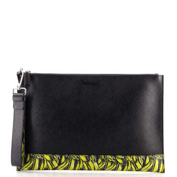 Prada Wristlet Clutch Printed Saffiano Large
