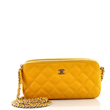 Chanel Double Zip Clutch with Chain Quilted Caviar