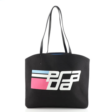 Prada Logo Tote Printed Canvas Large