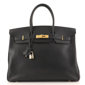 Hermes Birkin Handbag Black Ardennes with Gold Hardware 35