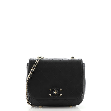 Chanel Covered CC Flap Bag Stitched Calfskin Small