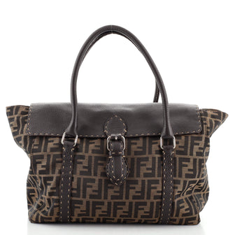 Fendi Selleria Linda Satchel Zucca Canvas and Leather Large