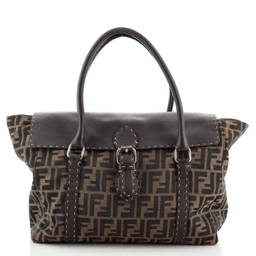 Fendi Selleria Linda Satchel Zucca Canvas and Leather Large