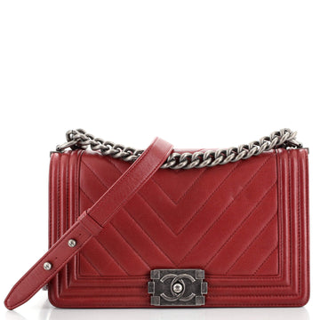 Chanel Boy Flap Bag Chevron Caviar Old Medium