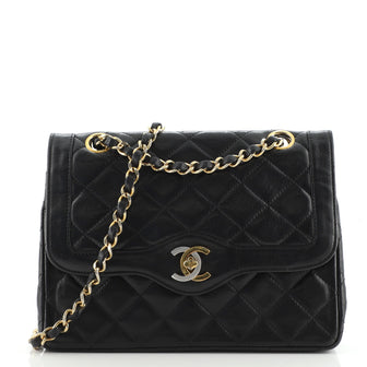 Chanel Vintage Two Tone CC Flap Bag Quilted Lambskin Small