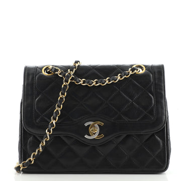 Chanel Vintage Two Tone CC Flap Bag Quilted Lambskin Small