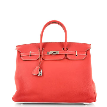 Hermes Birkin Handbag Bicolor Clemence with Palladium Hardware 40