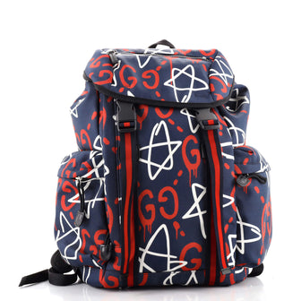 Gucci Techpack Backpack GucciGhost Print Canvas