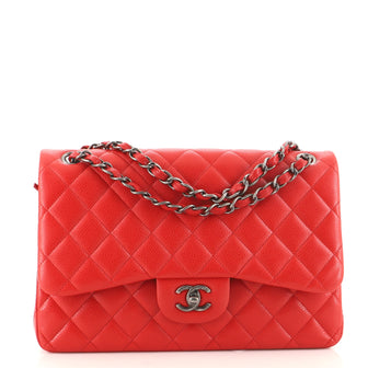 Chanel Classic Double Flap Bag Quilted Caviar Jumbo