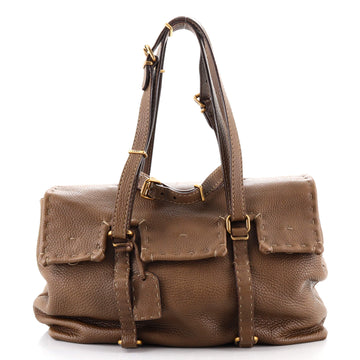 Fendi Selleria Flap Satchel Leather Large