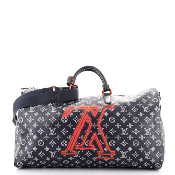 Louis Vuitton Keepall Bandouliere Bag Limited Edition Upside Down Monogram  Ink 50 Blue 7890683