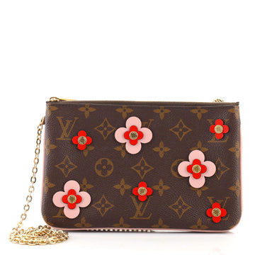 Louis Vuitton Double Zip Pochette Limited Edition Blooming Flowers Monogram Canvas