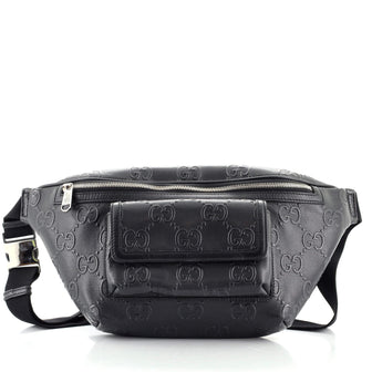Gucci Front Pocket Belt Bag GG Embossed Perforated Leather
