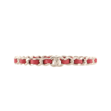 Chanel Interwoven Chain CC Turnlock Bracelet Metal and Leather