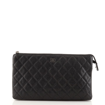 Chanel Classic Double Pocket Zip Pouch Quilted Caviar Medium