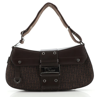 Christian Dior Vintage Street Chic Columbus Bag Diorissimo Canvas with Leather Medium