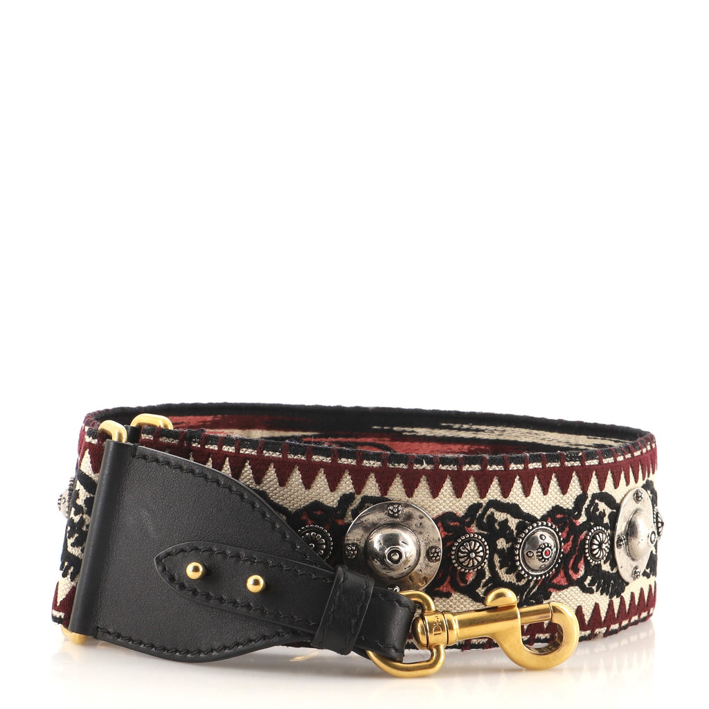 Dior Multicolor Studded Canvas and Leather Bohemian Inspired Shoulder Strap  Dior