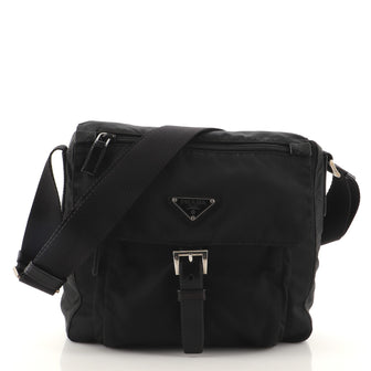 Prada Zip Buckle Messenger Bag Tessuto Small
