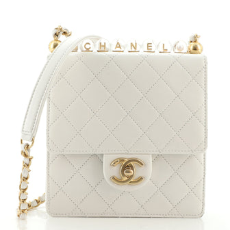 Chanel Quilted Chic Pearls Flap Iridescent Navy Lambskin Aged Gold Har   Coco Approved Studio