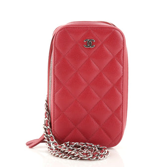 Chanel Zip Around Phone Case with Chain Quilted Caviar
